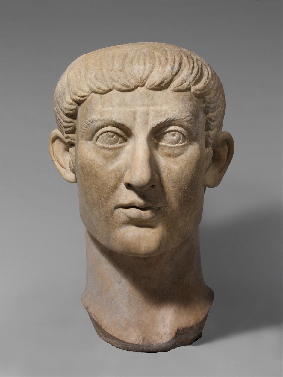 Marmurowa głowa portretowa cesarza Konstantyna I, c.325-370 AD (marmur) autorstwa Roman
