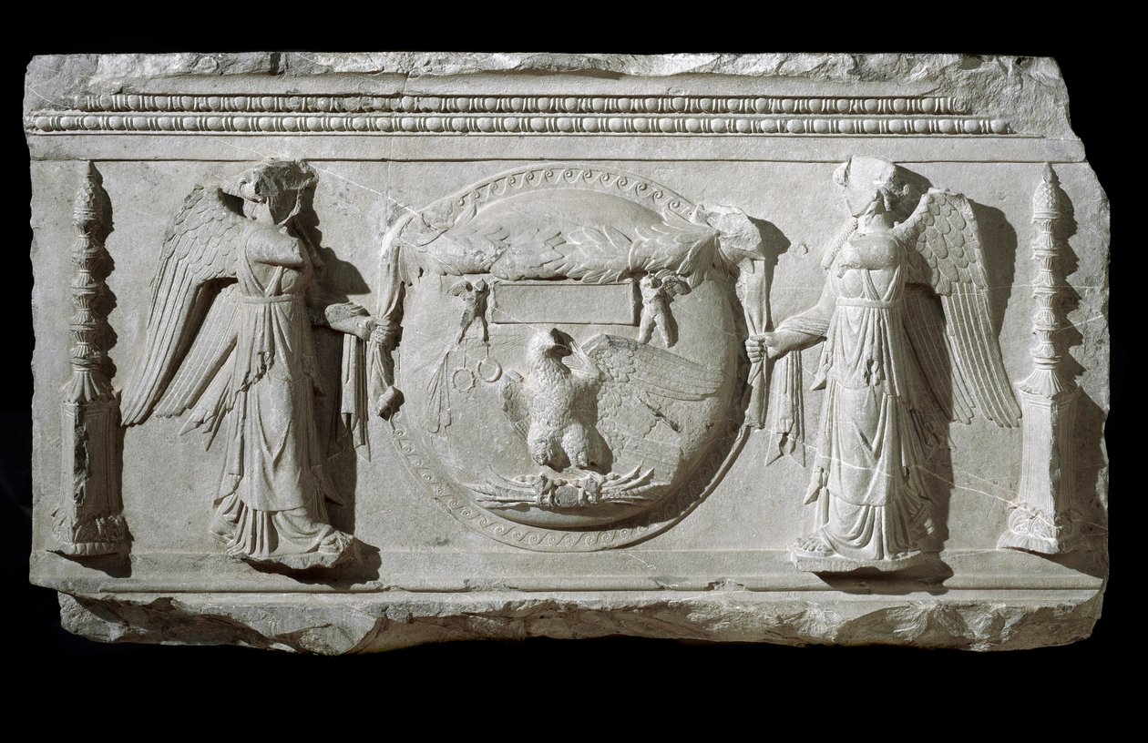 Marmurowy fragment reliefu z Plaza de la Consolazione w Rzymie autorstwa Roman