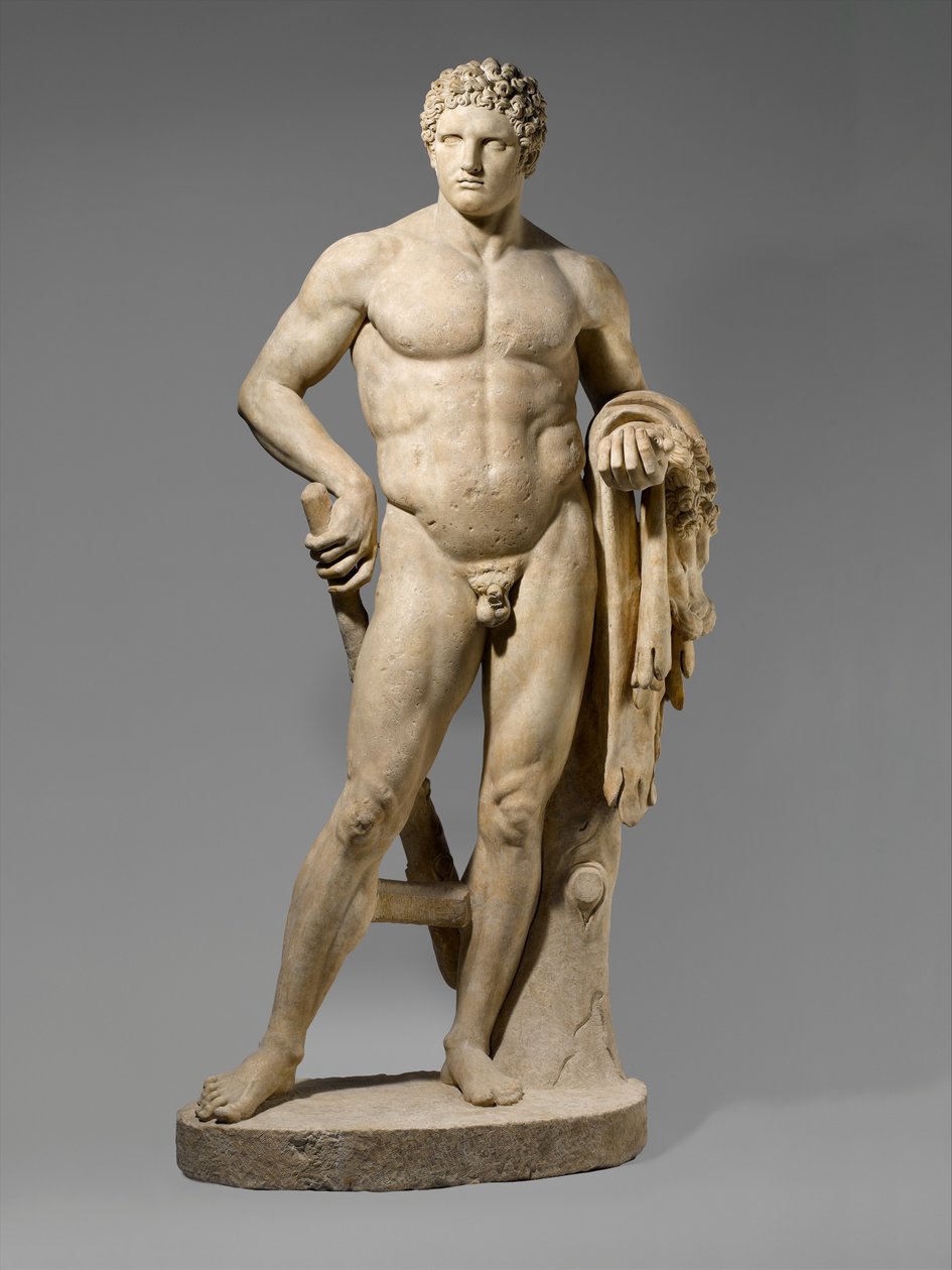 Marmurowy posąg młodego Herkulesa, 69-96 AD (marmur) autorstwa Roman