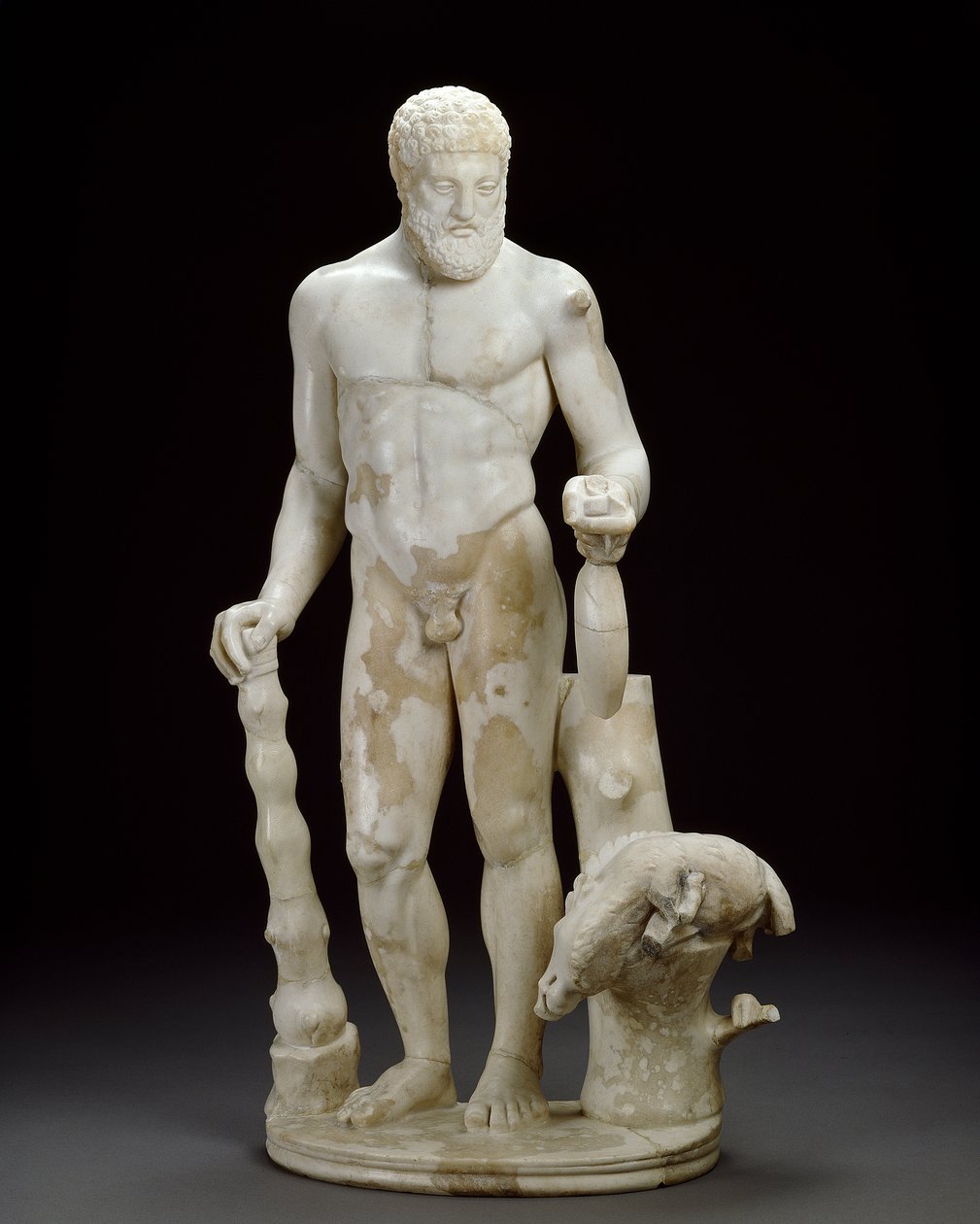 Marmurowa statuetka Herkulesa i dzika erymantyjskiego (marmur) autorstwa Roman