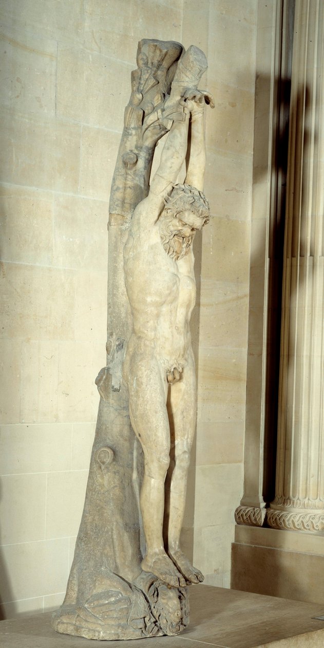 Męka Marsjasza zwisająca z pnia sosny. Rzeźba marmurowa z końca III-początku II wieku p.n.e. Słońce 2,5 m Paryż, Musee du Louvre autorstwa Roman