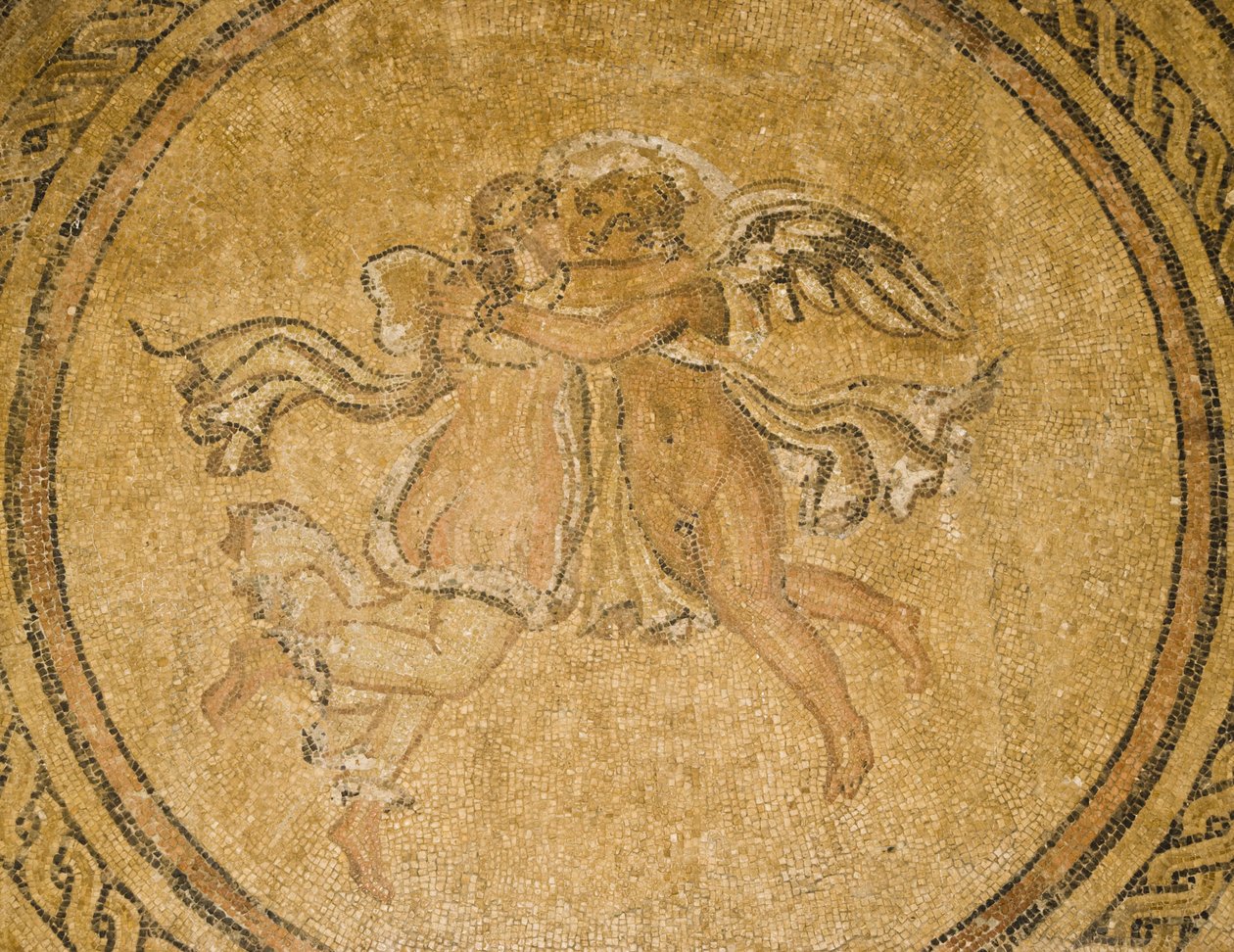 Mozaika Erosa i Psyche, z Sali Mozaiki w Alkazarze Królów Chrześcijańskich, III-IV w. n.e. (mozaika) autorstwa Roman