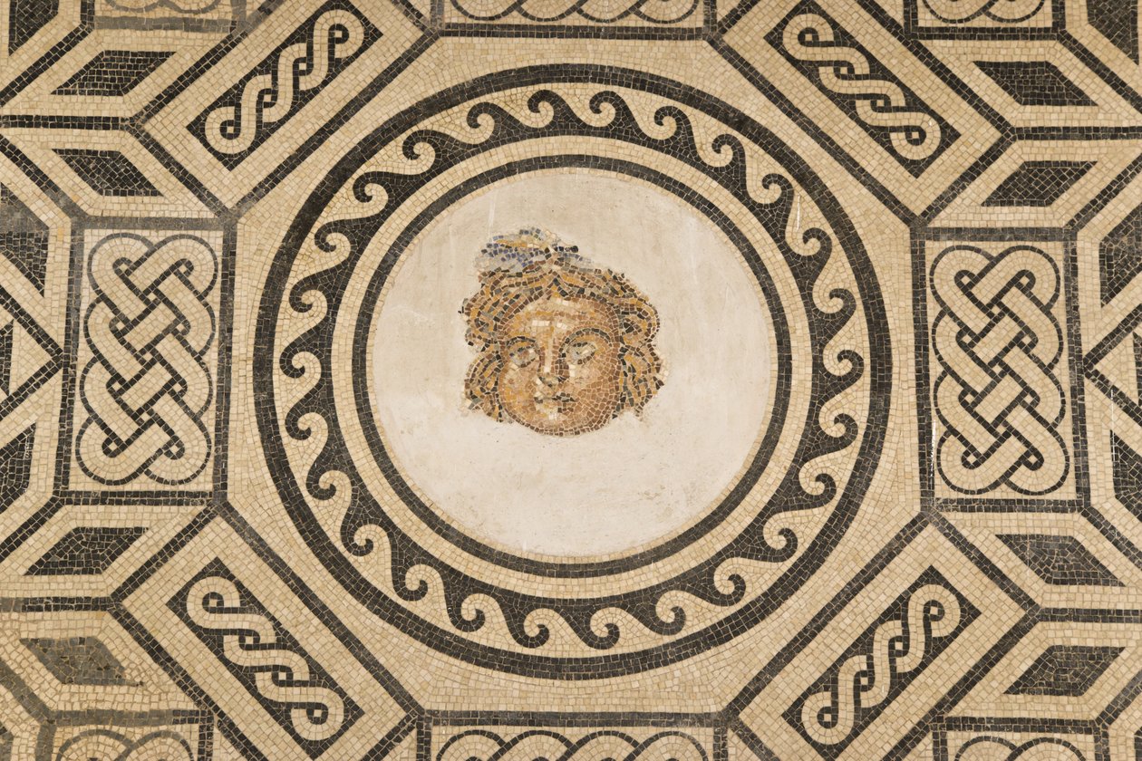 Mozaika Meduzy, w Sali Mozaik w Alkazarze Królów Chrześcijańskich (mozaika) autorstwa Roman