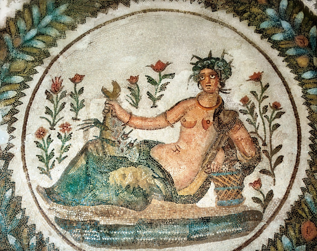 Praca mozaikowa przedstawiająca Boginię Lata (lub Ceres, Boginię rosnących roślin), III wiek p.n.e. (mozaika) autorstwa Roman