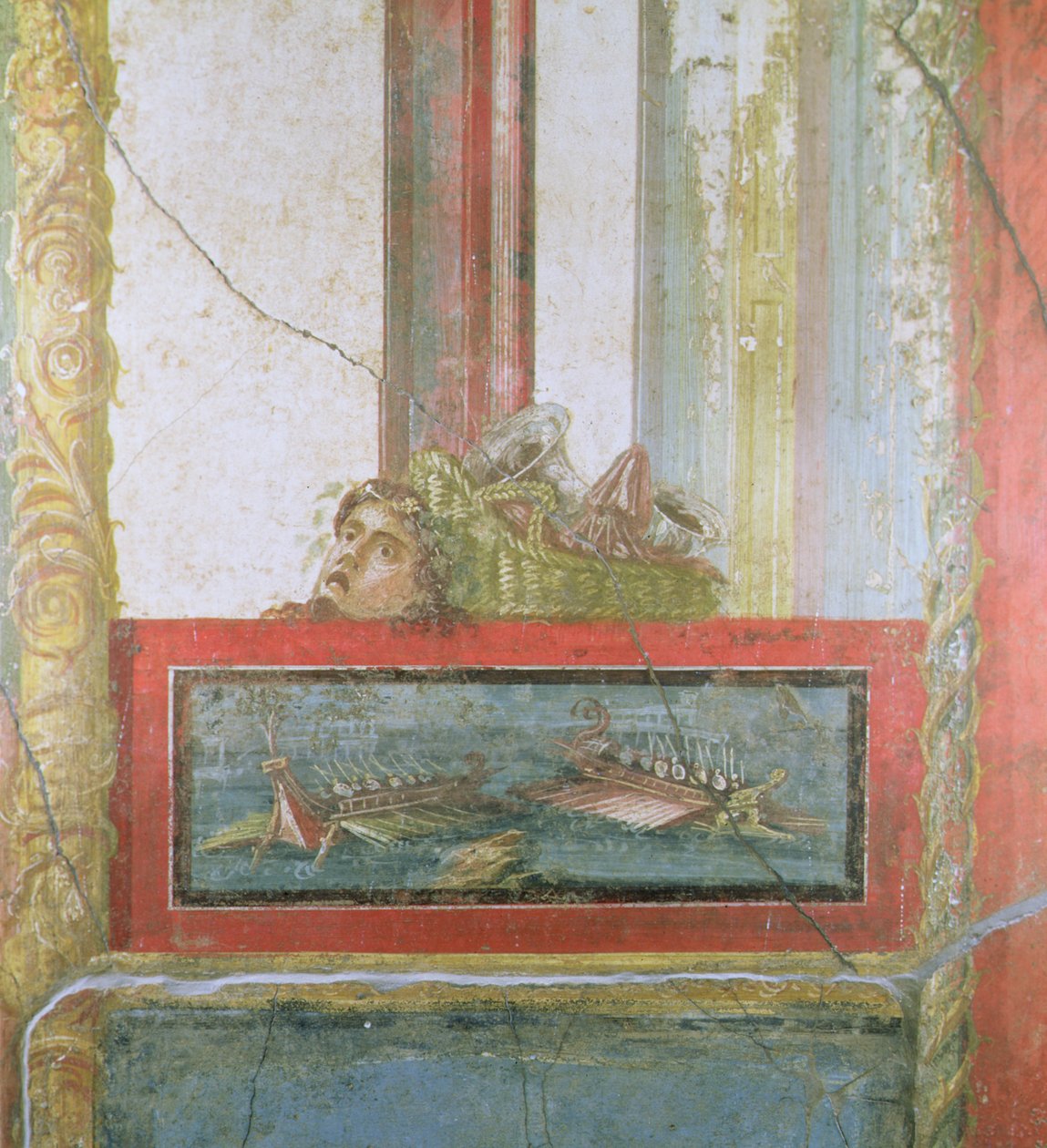 Scena morska, Pompeje, Włochy (fresk) autorstwa Roman