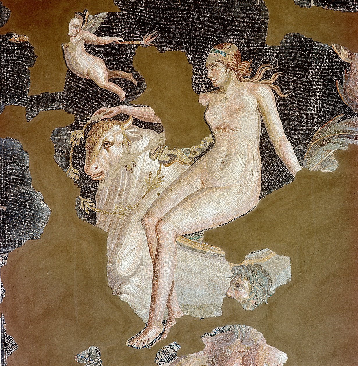 Nereid na byku morskim (mozaika autorstwa Roman