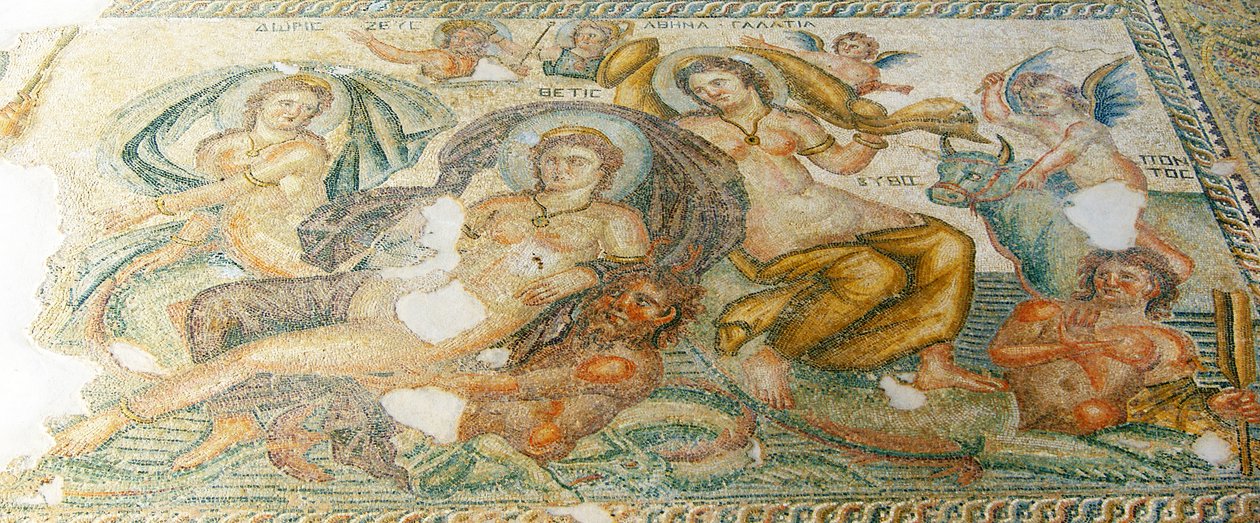 Nereides i Bythos, Dom Aiona, Pafos, Cypr (mozaika) autorstwa Roman