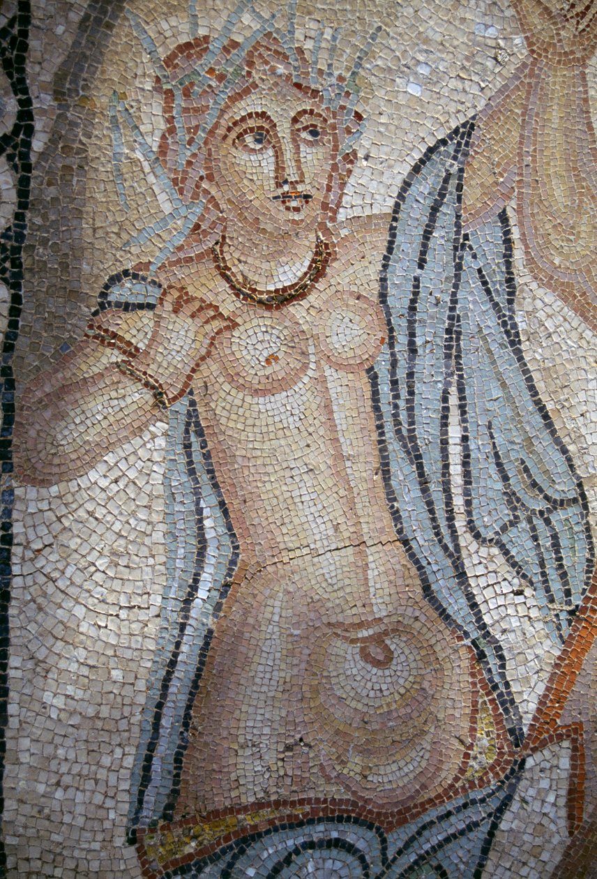 Nimfa, fragment z Porwania Hylas przez nimfy, mozaika w Domu Wenus w rzymskim mieście Volubilis (lista światowego dziedzictwa UNESCO autorstwa Roman