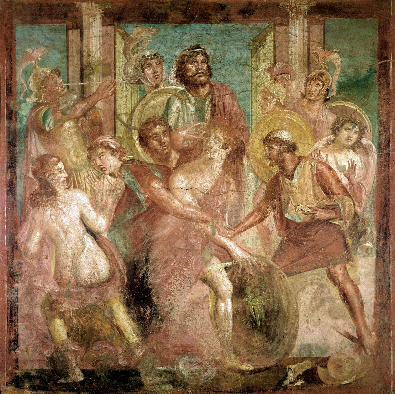 Odyseusz odnajduje Achillesa wśród córek Lycomedesa (fresk, II wne) autorstwa Roman