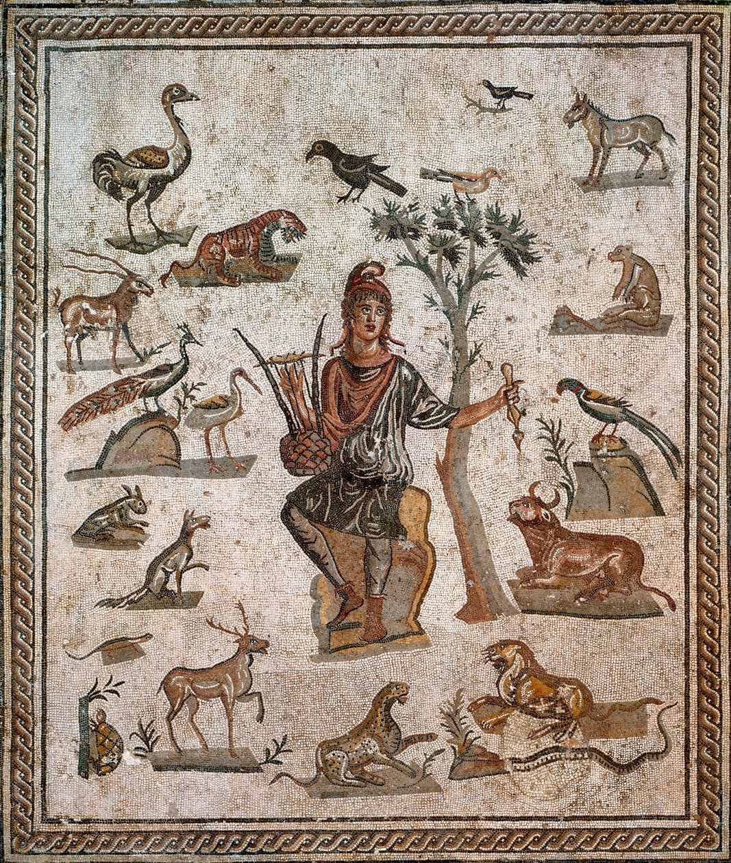 Orfeusz otoczony zwierzętami, II wiek autorstwa Roman