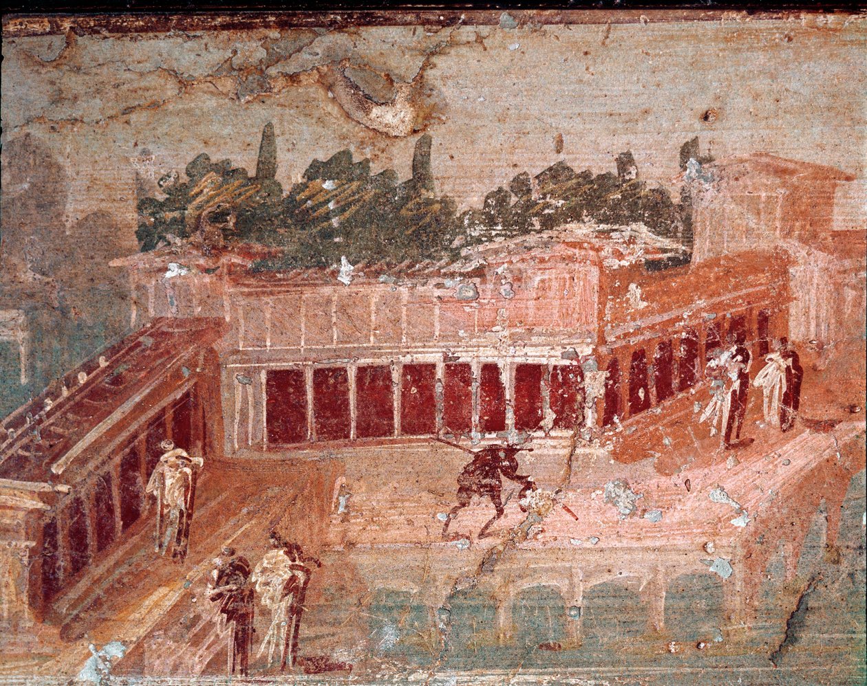 Muzyk pan, wśród nimf, detal (fresk autorstwa Roman