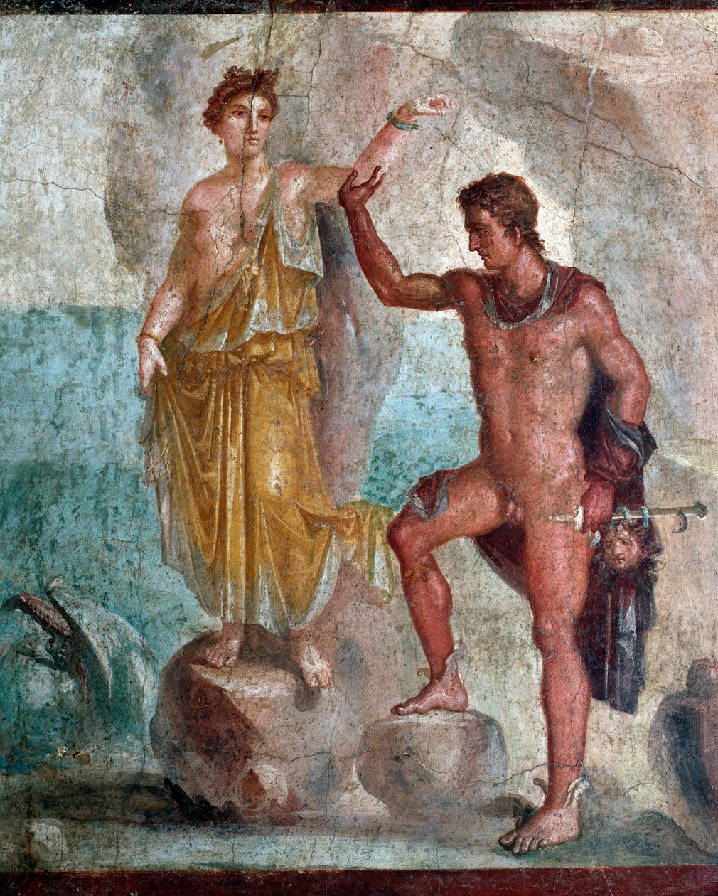 Perseusz trzymający głowę Meduzy, wątpiący Andromeda - fresk autorstwa Roman