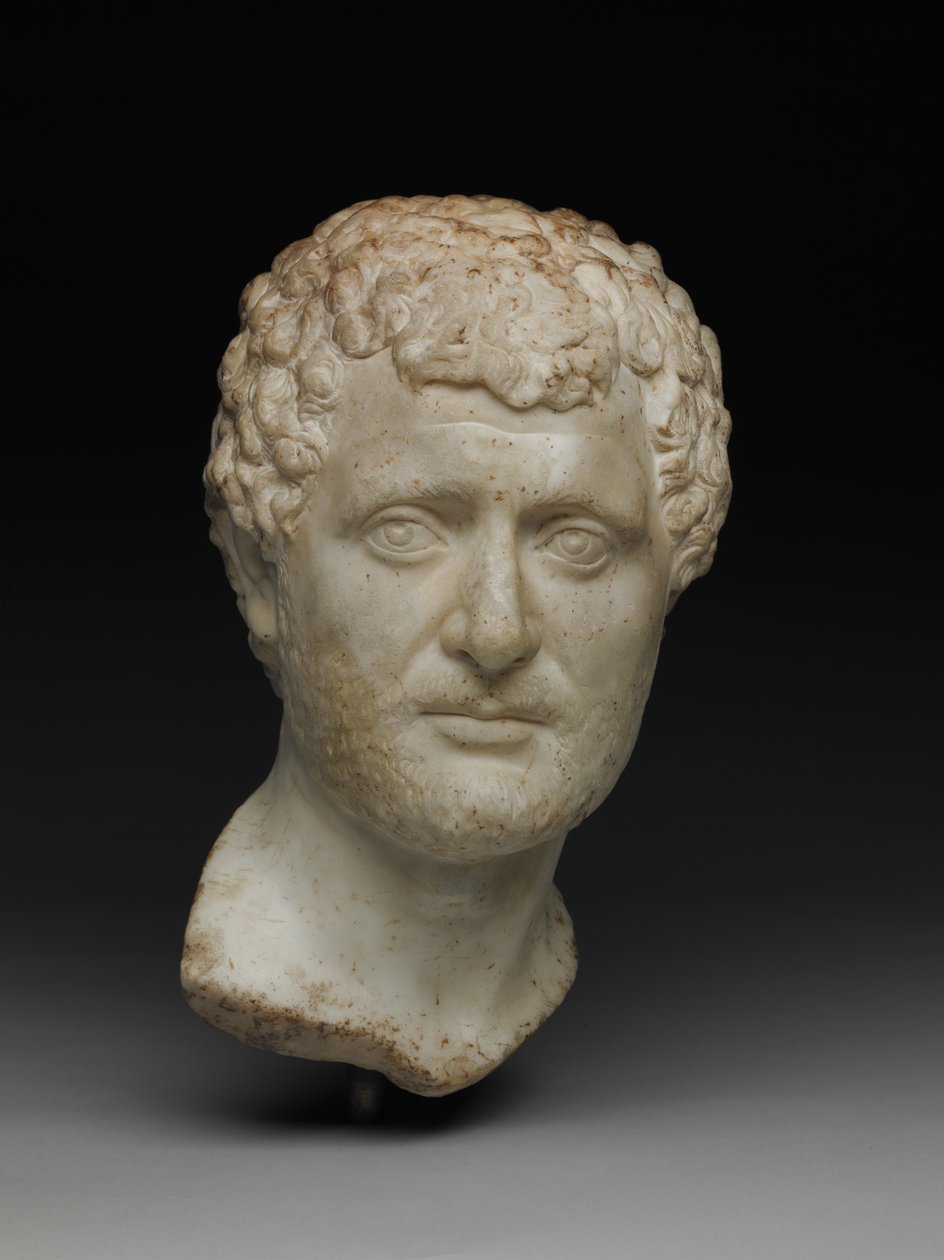 Portret głowy mężczyzny, c.A.D. 130-145 (marmur) autorstwa Roman