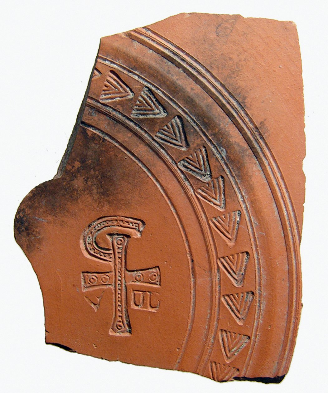 Blacha ceramiczna z kombinacją liter, która tworzy skrót od imienia Jezusa Chrystusa, Afryka Północna, c.4 wne autorstwa Roman