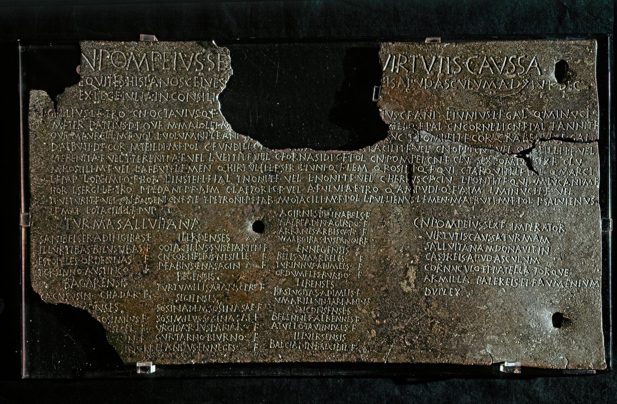 SZTUKA ROMAŃSKA: Dekret Pompejusza Strabona Gneo, 98-90 p.n.e. autorstwa Roman