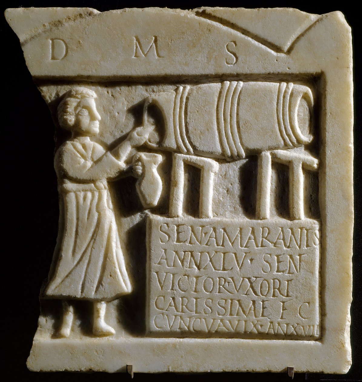 Relief przedstawiający scenę tawerny (marmur) autorstwa Roman