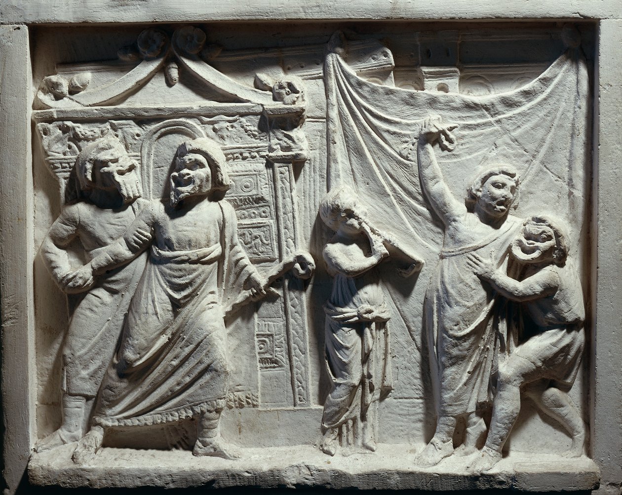 Relief sceny teatralnej z komedii „Andria”, autorstwa Publiusza Terencjusza Afera (relief) autorstwa Roman