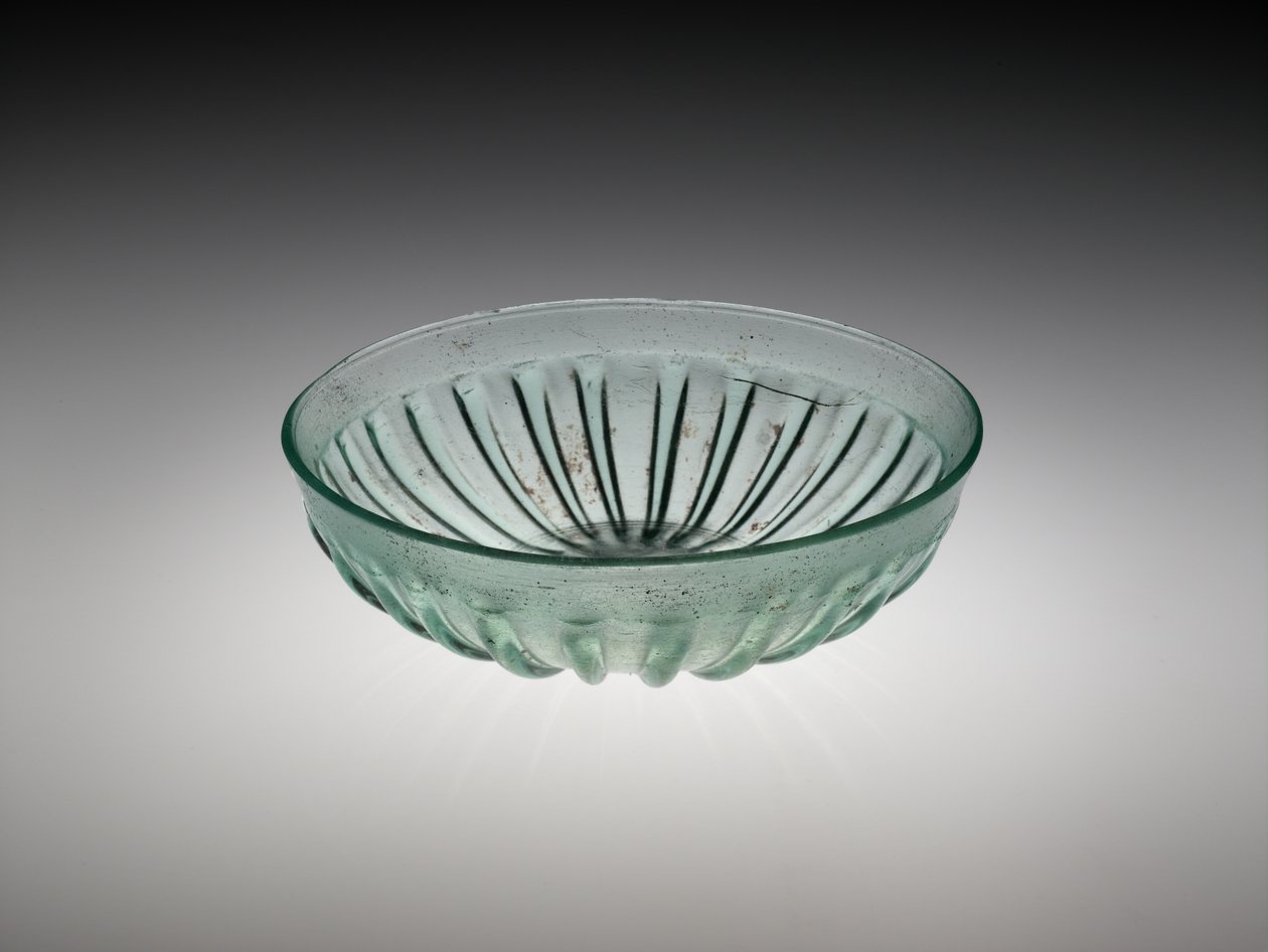 Miska ze szkła żebrowanego, AD 100-200 (szkło dmuchane i cięte) autorstwa Roman