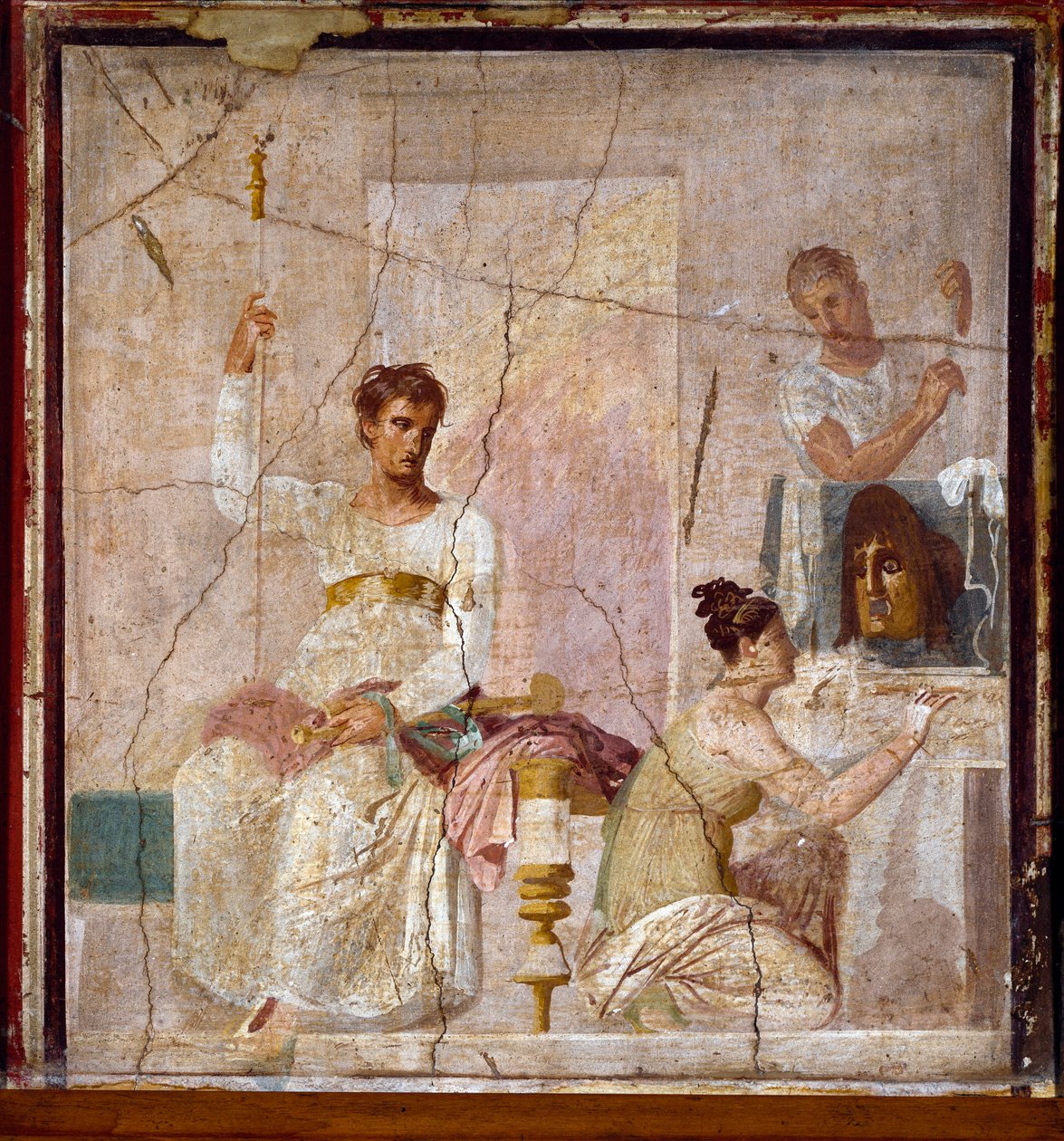 Sztuka rzymska: „”Hołd dla tragicznego poety””Rzymski fresk ze stanowiska Herkulanum (Ercolano). I wne. Neapol, Museo Archeologico Nazionale - Sztuka rzymska: Hołd dla poety tragicznego. Fresk rzymski z Herkulanum (Ercolano). I wne. Łuk narodowy autorstwa Roman