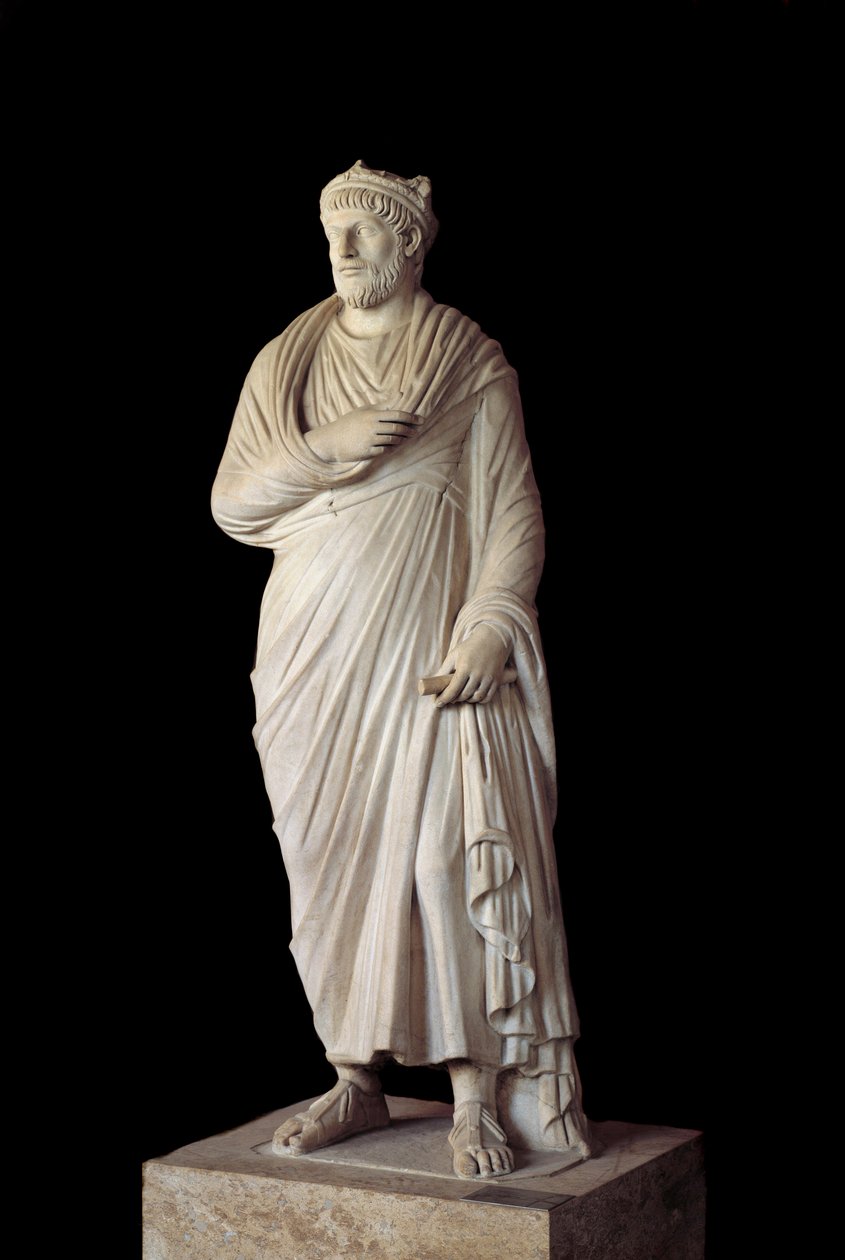 Roman Greco Art: Rzeźba cesarza rzymskiego Juliena lera apostaty (331 - 363) (IV wiek po JC) Paryż, Musee Du Louvre autorstwa Roman