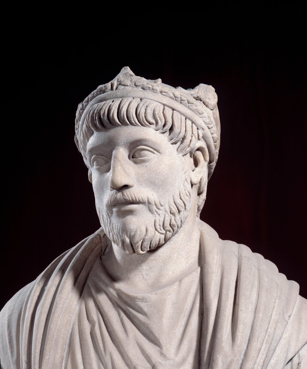 Roman Greco Art: Rzeźba cesarza rzymskiego Juliena lera apostaty (331 - 363) (IV wiek po JC) Paryż, Musee Du Louvre autorstwa Roman