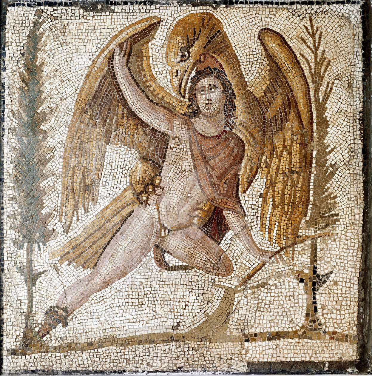 Sztuka rzymska: „”Ganimedes zabiera orzeł”””Mozaika z willi rodziny cesarza Septiusza Surowego. Koniec II wieku po JC. Rzym, Museo Nazionale Romano autorstwa Roman