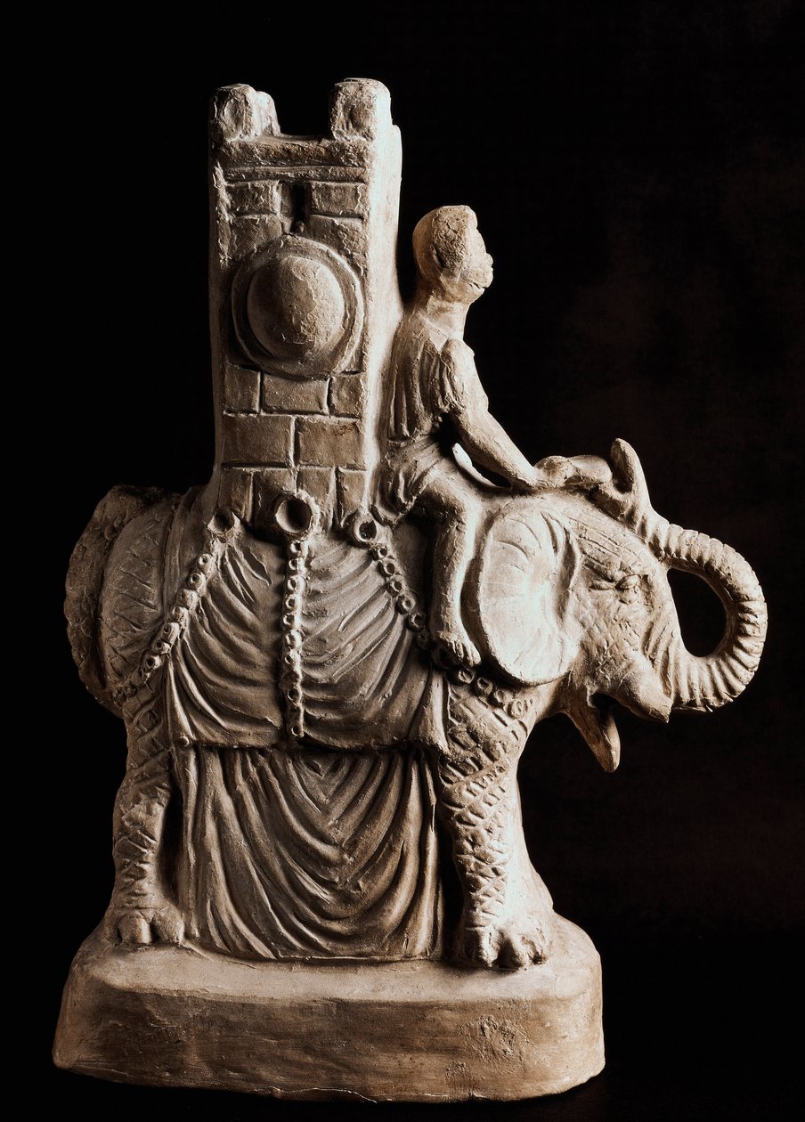 Sztuka rzymska: „Waza z terakoty w kształcie słonia” Okres wojen punickich - Neapol, muzeum archeologiczne - Słoń bojowy - Waza rzymska z terakoty z okresu wojen punickich, Museo Archeologico Nazionale, Neapol, Włochy autorstwa Roman