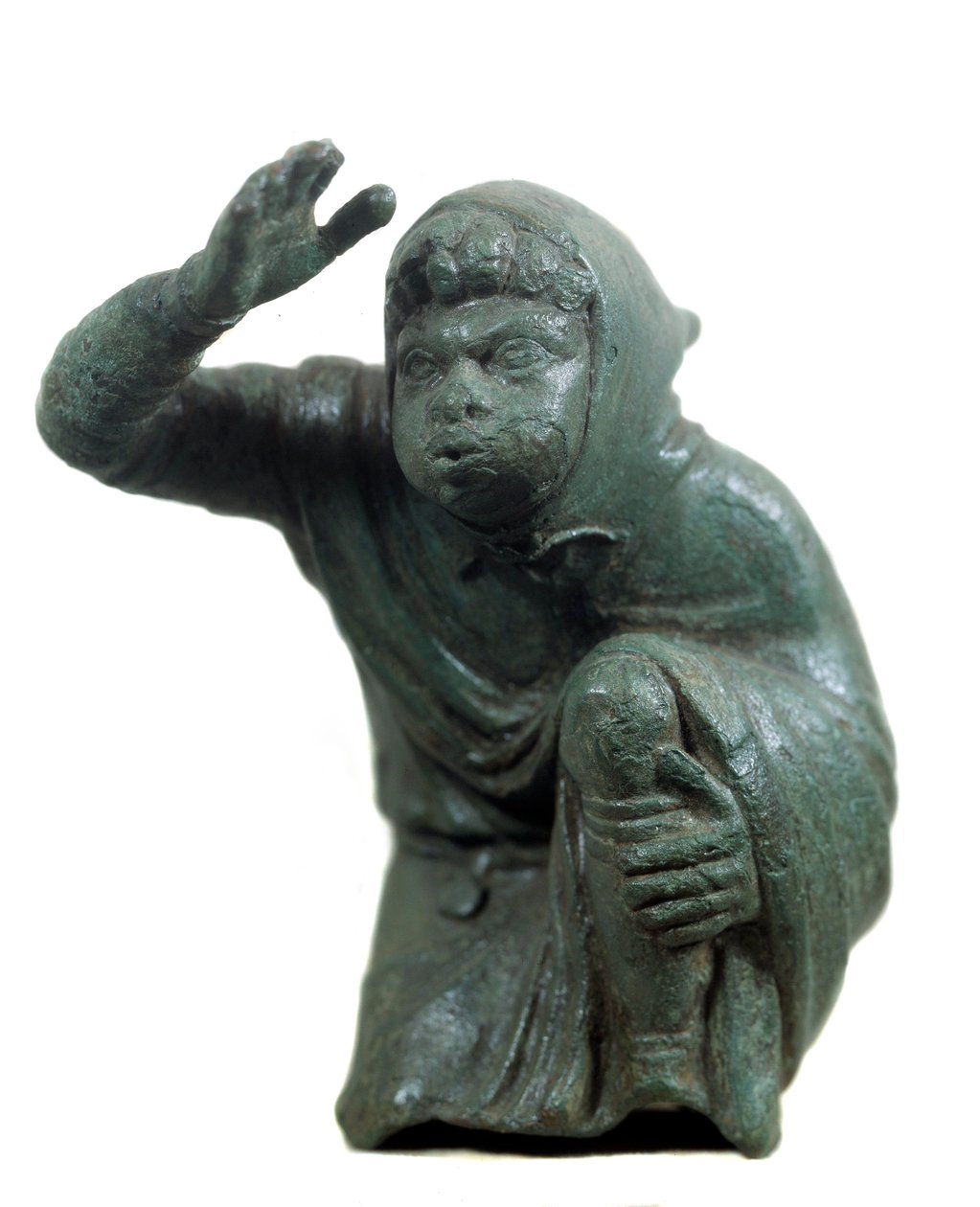Sztuka rzymska: brązowa statuetka przedstawiająca klęczącego i dmuchającego czarnego niewolnika. II lub III wiek naszej ery. Paryż, Luwr autorstwa Roman