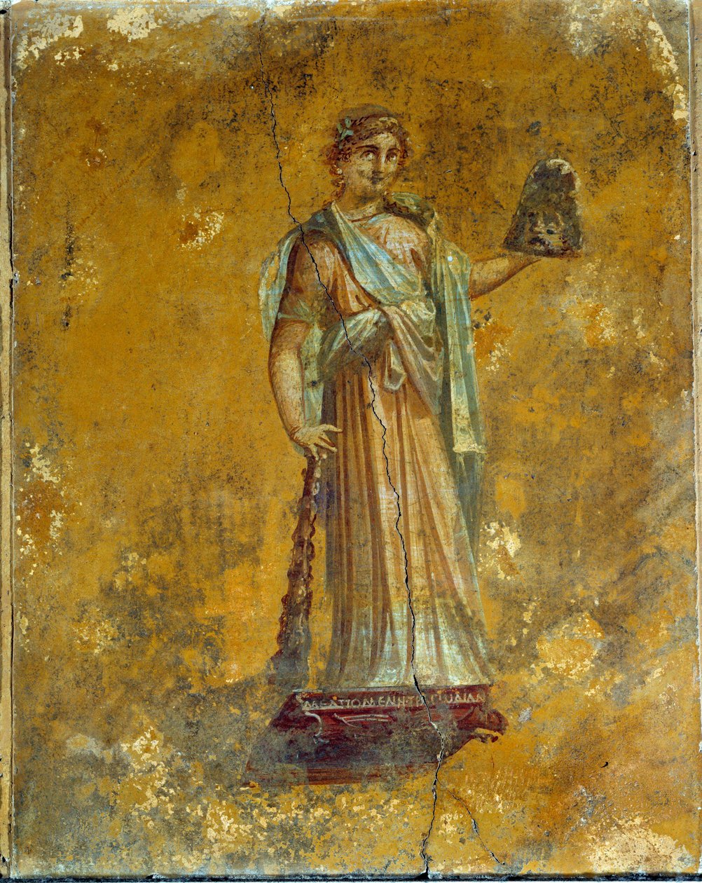 Sztuka rzymska: przedstawienie Melpomeny, muza tragedii. Fresk z Pompei około 62 - 79 AD. Paryż, Luwr autorstwa Roman