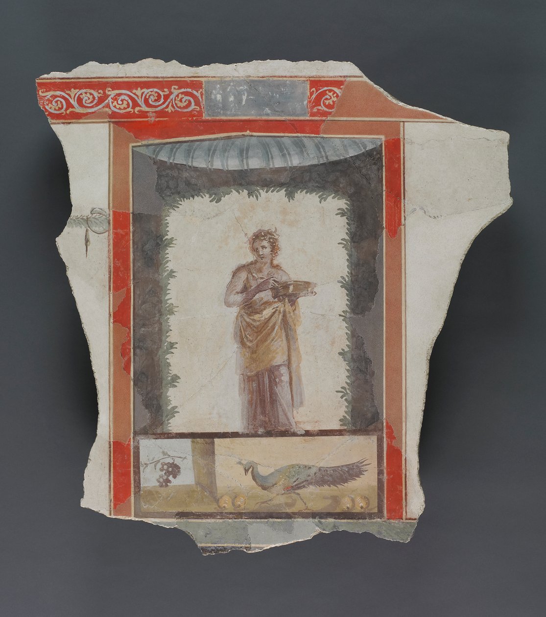 Fragment fresku rzymskiego (tynk i pigment) autorstwa Roman