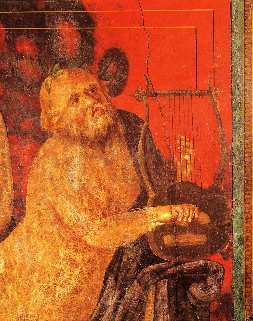 Silenus grający na lirze, fresk z Willi Tajemnic, Pompejów, Kampanii, Cywilizacji Rzymskiej autorstwa Roman