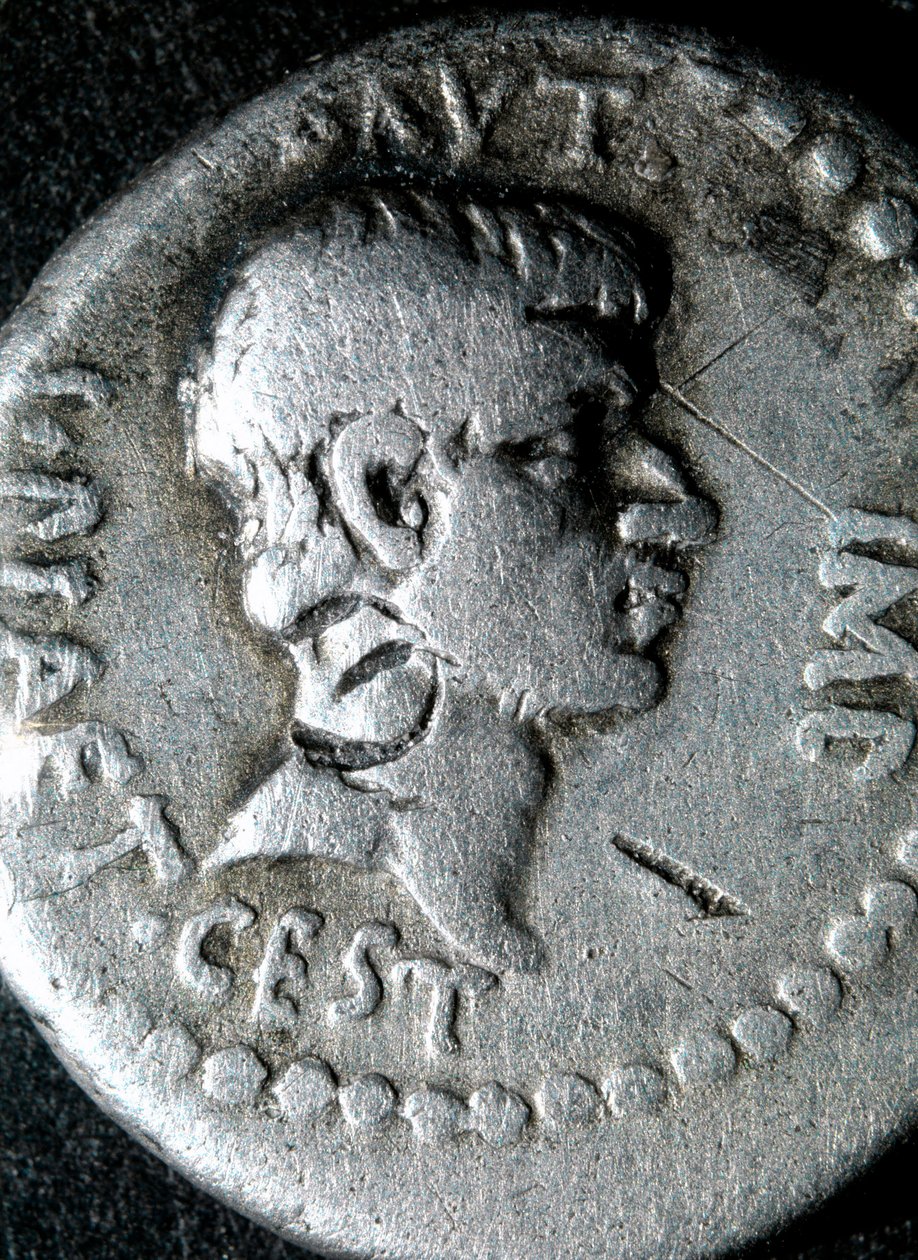 Srebrna moneta z podobizną Marka Juniusza Brutusa (83-42 p.n.e.) Senator rzymski autorstwa Roman