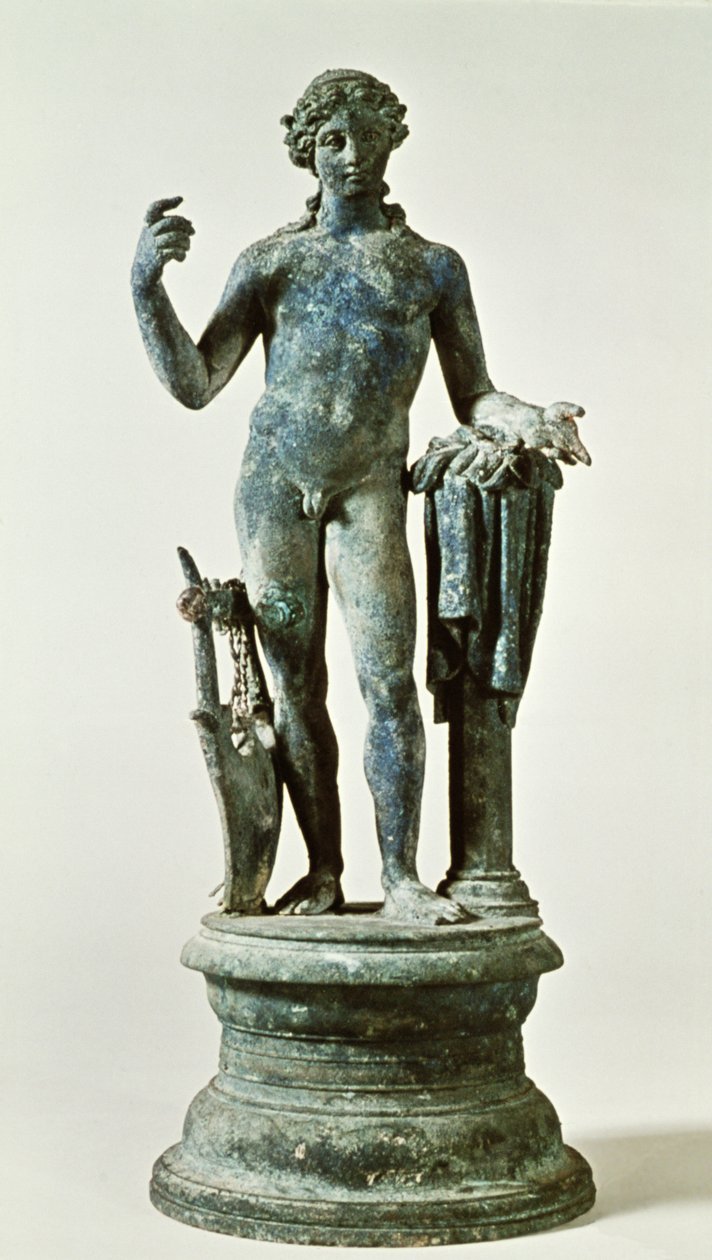 Posąg Apolla z Domu Czerwonych Ścian, Pompeje, ok. 30 r. n.e. (brąz) autorstwa Roman