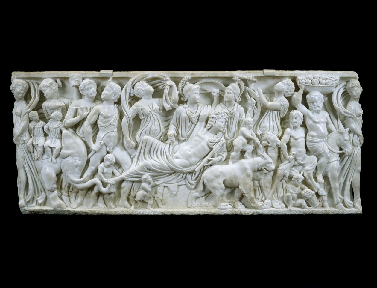 Indyjski triumf Dionizosa, AD 180-195 (biały marmur) autorstwa Roman