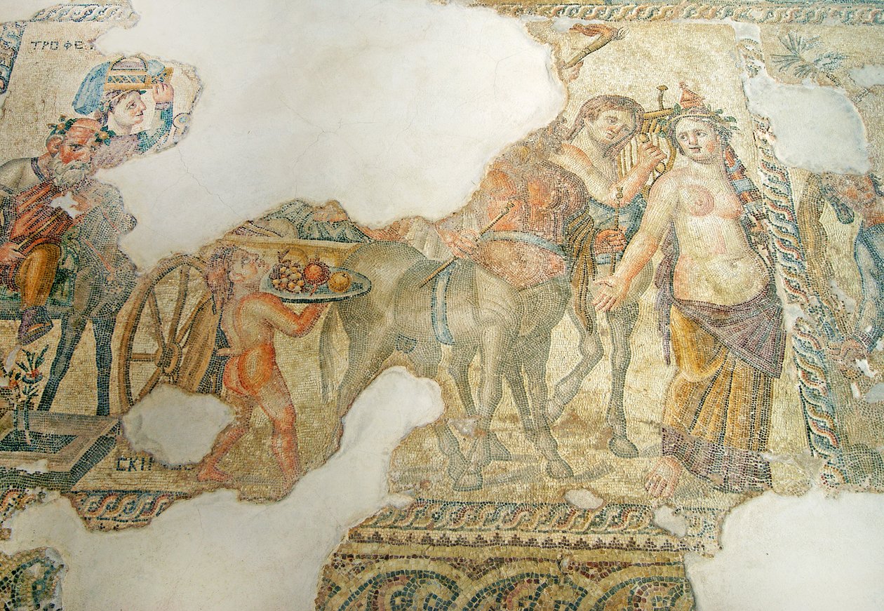 Triumfalna procesja Dionizosa, Dom Aionu, Pafos, Cypr (mozaika) autorstwa Roman