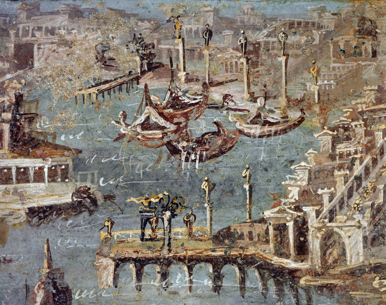 Miasto i port Pozzuoli (fresk) autorstwa Roman