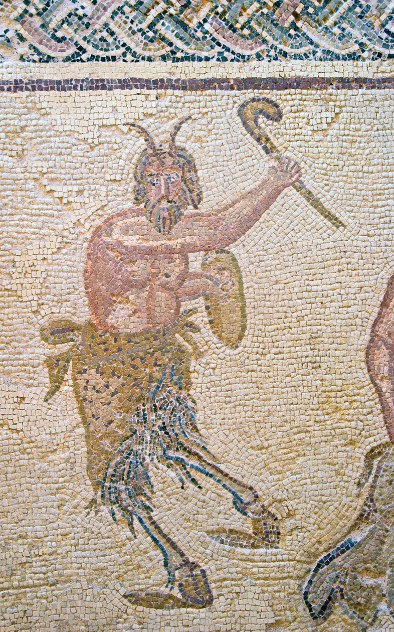 Triumf Dionizosa, fragment Pan, Dom Dionizosa, Pafos, mozaika Cypr autorstwa Roman
