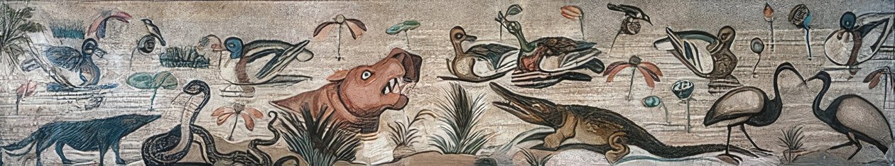 Zwierzęta w Nilu, z Domu Fauna (Casa del Fauno), Pompeje autorstwa Roman
