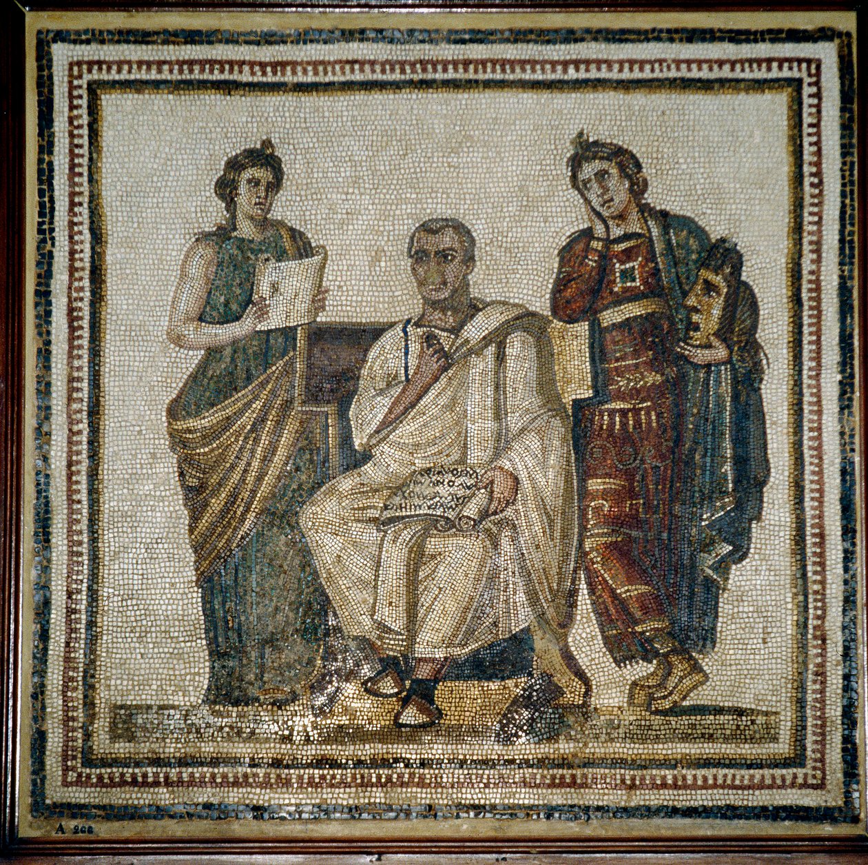 Wergiliusz (Virgilio) i dwie muzy (Clio i Melpomene) - początek III wieku autorstwa Roman
