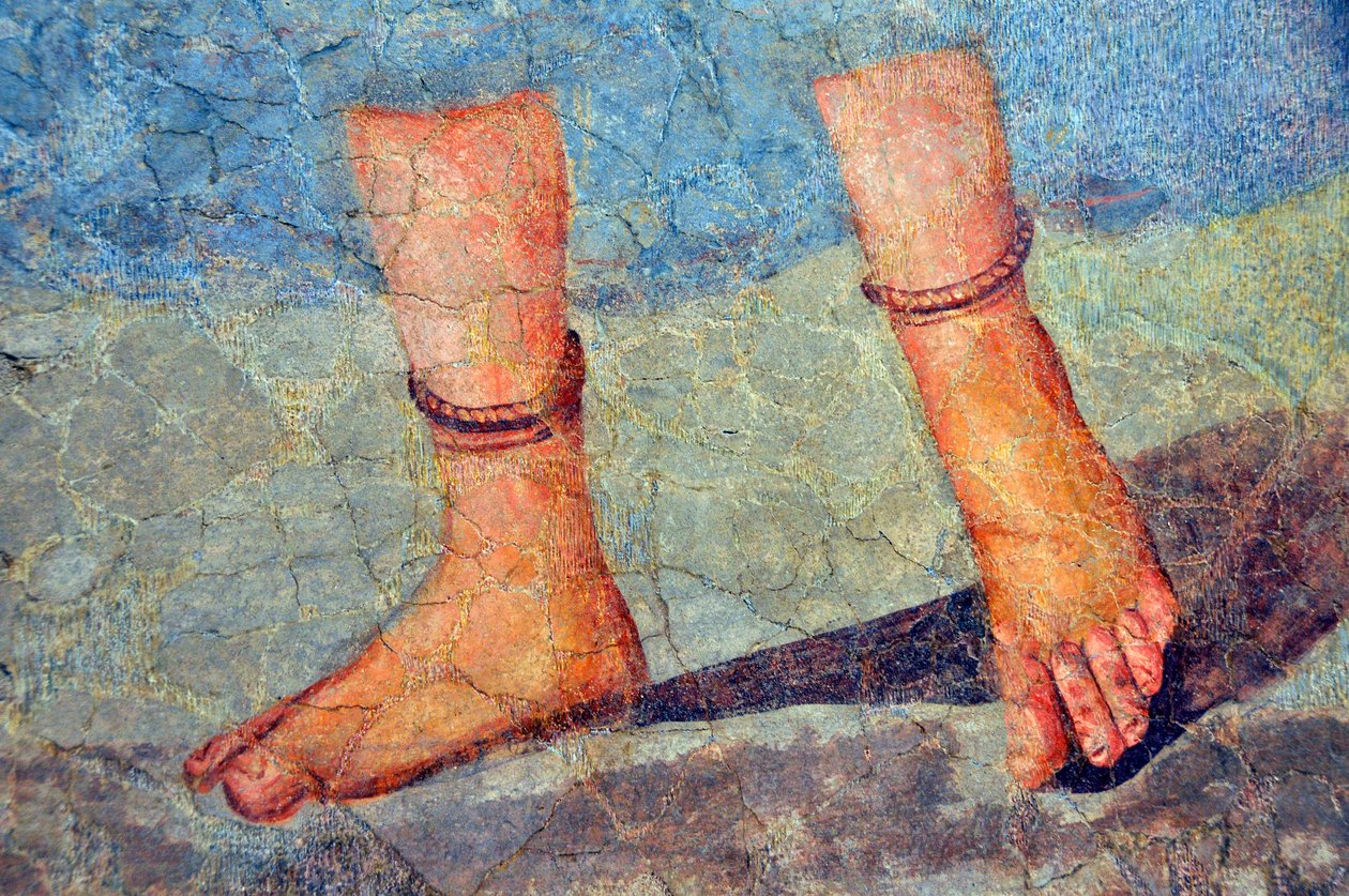 Nogi kobiety noszące obrączki, koniec II - początek III wieku (fresk) autorstwa Roman