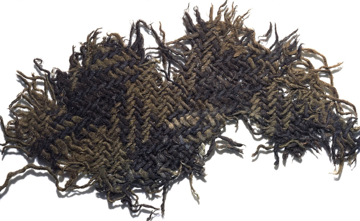 Fragment sukna wełnianego w prostą kratkę, z ust garnka zawierającego skarb rzymskich monet, z Falkirk, ok. 230 ne (wełna) autorstwa Roman