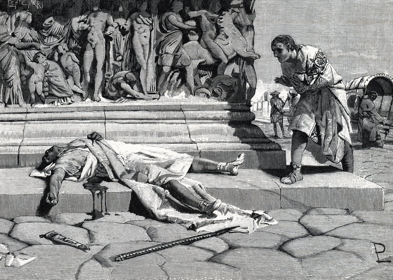 zwłoki Publiusza Klodiusza Pulchera (92-52 p.n.e.) znalezione na via appia a Rome (rycina) autorstwa Roman