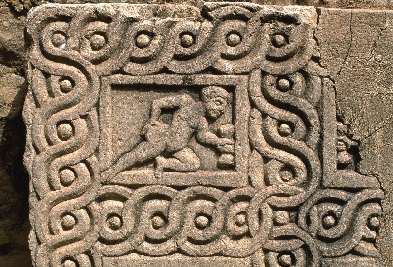 Fragment architektoniczny z rzeźbioną dekoracją, detal, Okres Wysokiego Cesarstwa (27 p.n.e.-395 n.e.) (zob. także 267011) autorstwa Roman Imperial Period