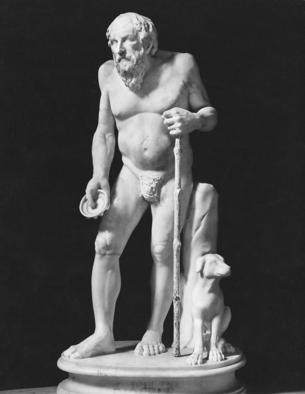 Diogenes proszący o jałmużnę, okres cesarski (27 pne-395 ne) (marmur) (zdjęcie czarno-białe) autorstwa Roman Imperial Period