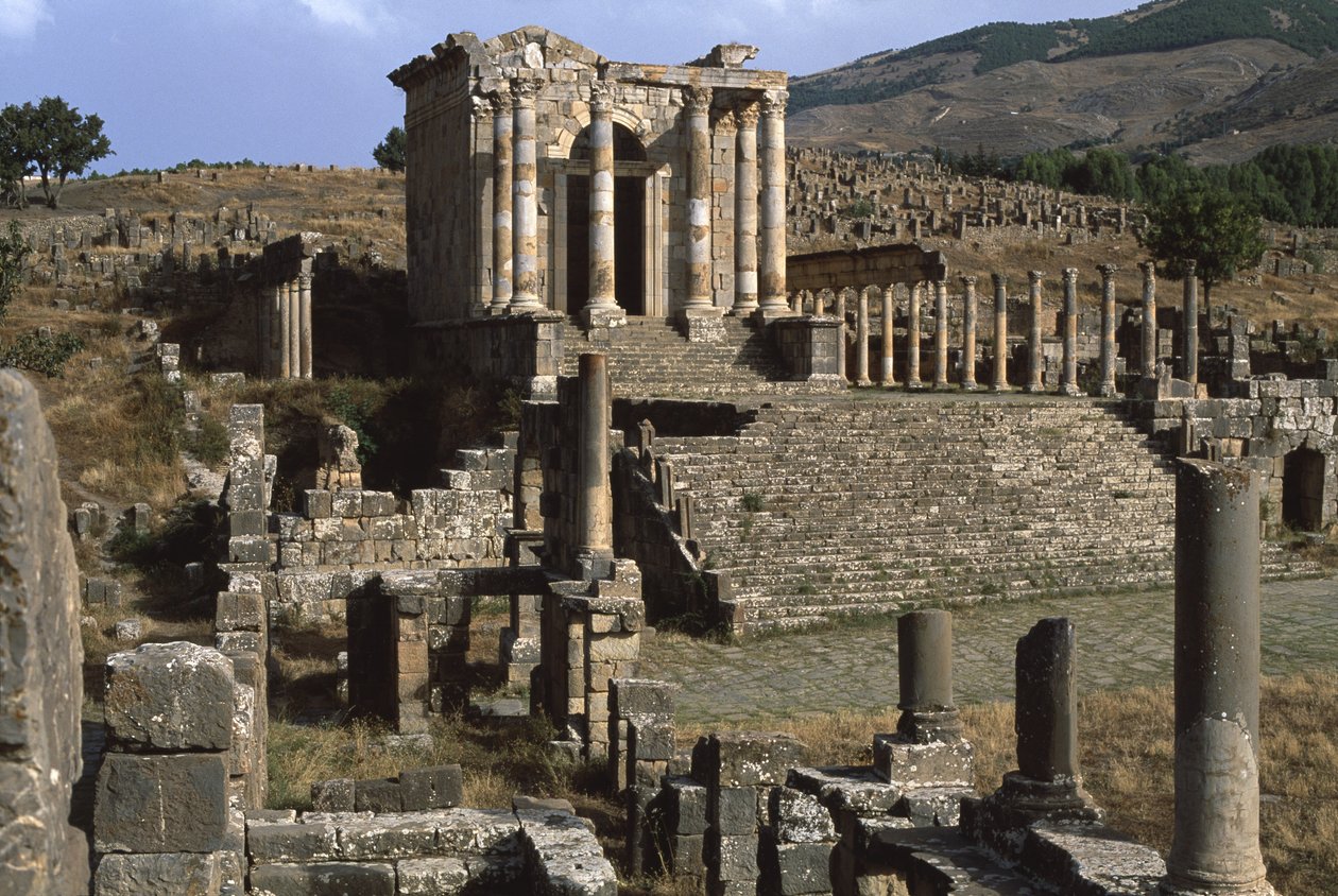 Widok na świątynię rodziny Septymian, okres wielkiego cesarstwa (27 pne-395 ne) (patrz także 267064 i 267065) autorstwa Roman Imperial Period