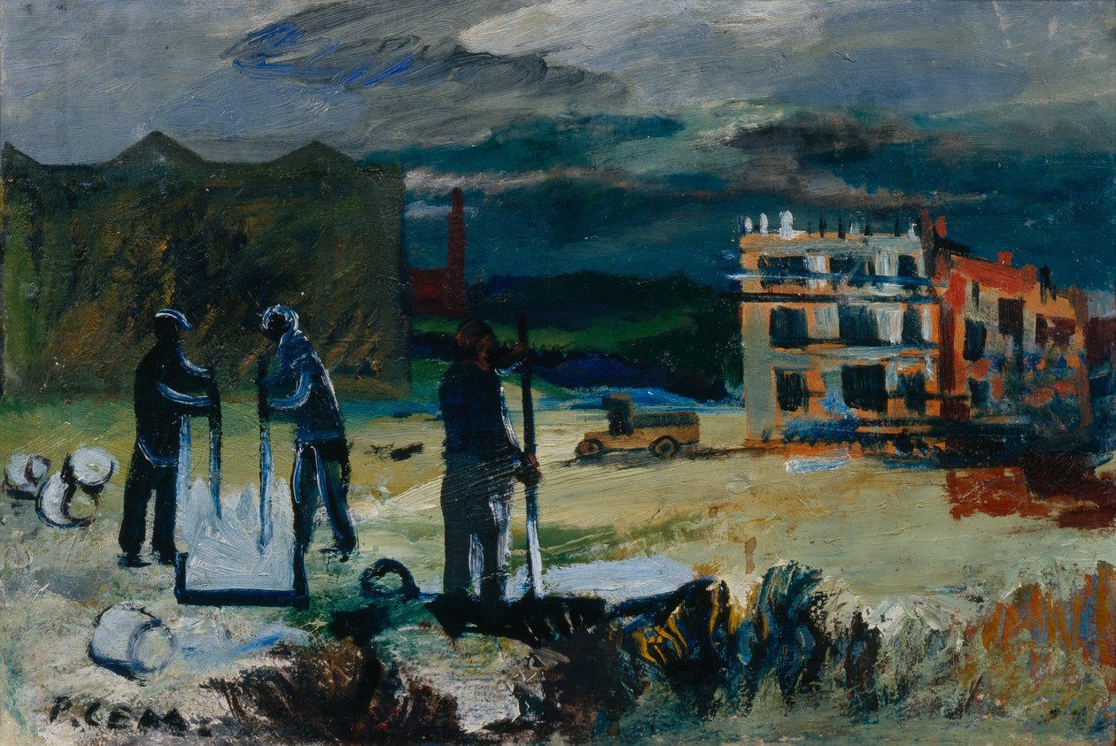 Budowa nowych domów, 1933 autorstwa Roman Matveevich Semashkevich