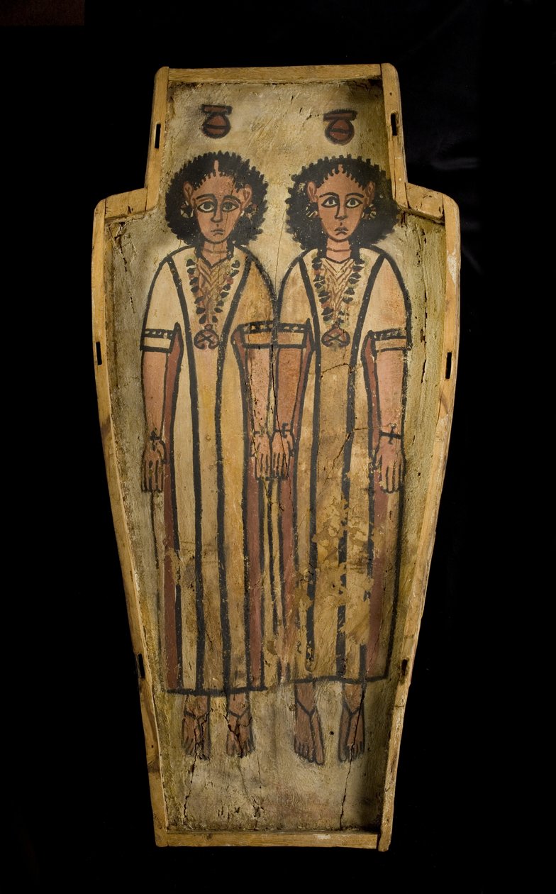 Podstawa trumny antropoidalnej, Górny Egipt, Teby, okres późnorzymski, ok. 175-200 ne (drewno otynkowane i malowane) autorstwa Roman Period Egyptian