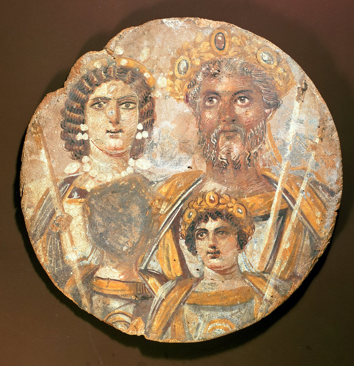 Tondo: Panel rodziny Septymiusza Sewera, ok.200 AD tempera na drewnie autorstwa Roman Period Egyptian
