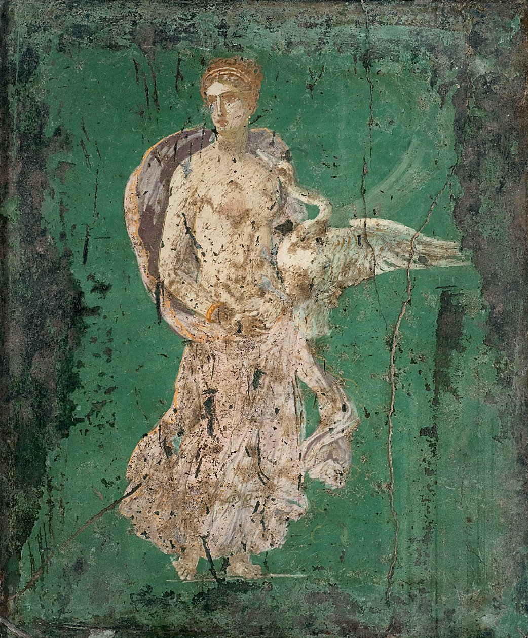 Leda i łabędź, I H. I wiek. OGŁOSZENIE. autorstwa Roman Pompeian wall painting.