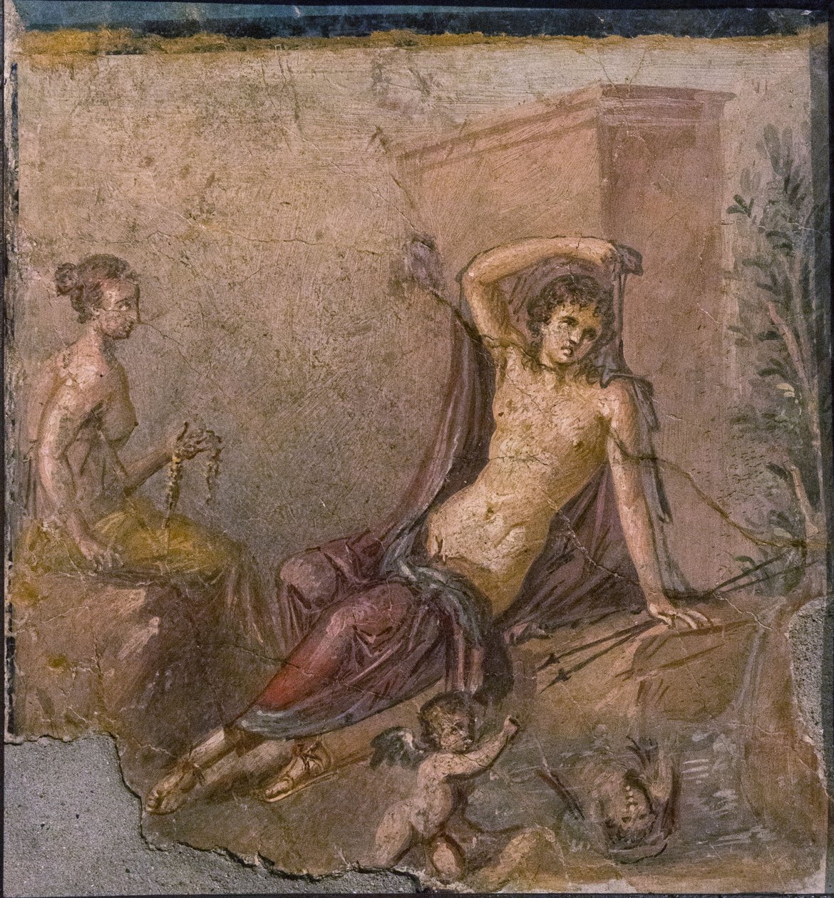 Narcyz, Echo i Eros, I H. I wiek. OGŁOSZENIE. autorstwa Roman Pompeian wall painting.